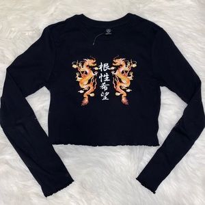 URBAN OUTFITTERS- dragon long sleeve crop top